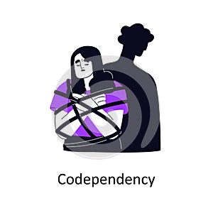 Codependency, addiction in unhealthy couple relationships. Co-dependency problem, psychology mental concept. Codependent