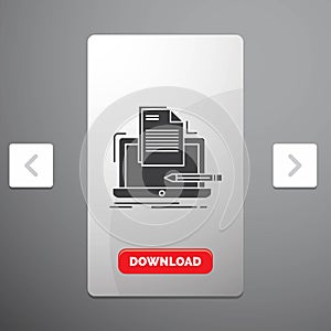 Coder, coding, computer, list, paper Glyph Icon in Carousal Pagination Slider Design & Red Download Button