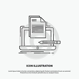 Coder, coding, computer, list, paper Icon. Line vector gray symbol for UI and UX, website or mobile application