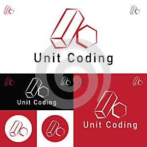 Coder Company Logo.Minimalistic Digital code logo. Programmer icon vector illustration. Software code programmer logo