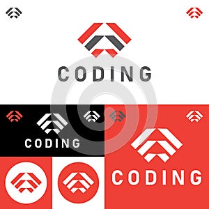Coder Company Logo.Minimalistic Digital code logo. Programmer icon vector illustration. Software code programmer logo