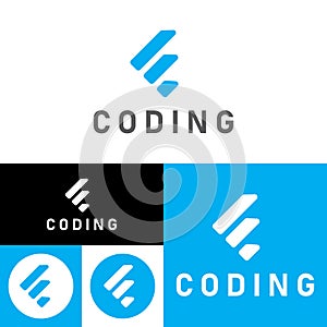 Coder Company Logo.Minimalistic Digital code logo. Programmer icon vector illustration. Software code programmer logo