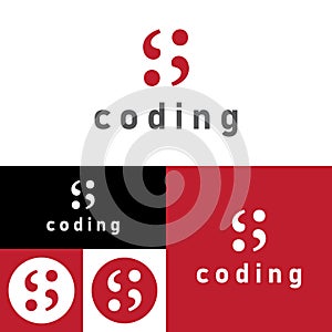 Coder Company Logo.Minimalistic Digital code logo. Programmer icon vector illustration. Software code programmer logo