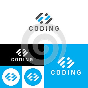 Coder Company Logo.Minimalistic Digital code logo. Programmer icon vector illustration. Software code programmer logo