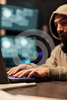 IT coder hacking security system on computer