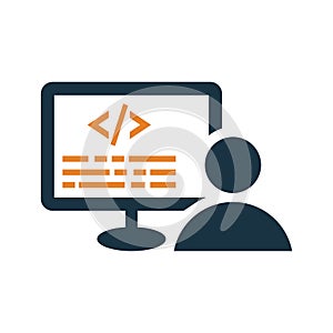 Coder, programmer icon. Glyph style vector EPS
