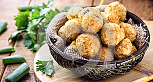 Codfish cakes, codfish cakes, fish meat pastries, Brazilian cod bunuelos, typical of Easter photo