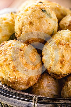 Codfish cakes, codfish cakes, fish meat pastries, Brazilian cod bunuelos, typical of Easter