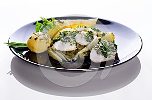 Codfish with potatoes and fennel