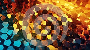 Coding Abstract Digital Hexagons on Abstract Technology Background. Generative AI
