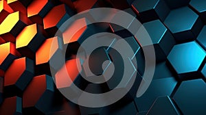 Coding Abstract Digital Hexagons on Abstract Technology Background. Generative AI