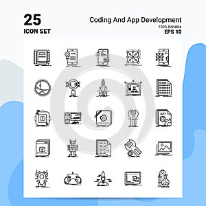 25 Coding And App Development Icon Set. 100% Editable EPS 10 Files. Business Logo Concept Ideas Line icon design