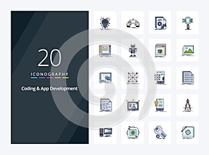 20 Coding And App Development line Filled icon for presentation