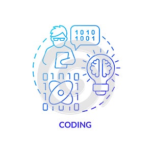 Coding blue gradient concept icon