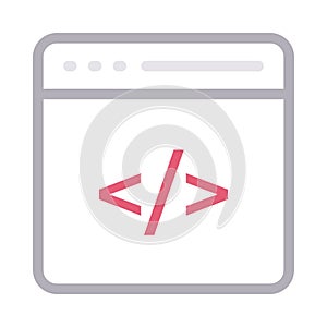 Coding browser thin color line vector icon