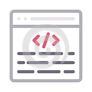 Coding browser thin color line vector icon