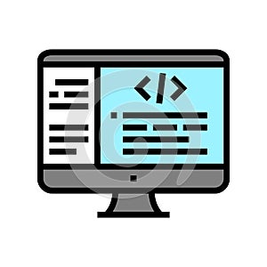 Coding code geek color icon vector illustration