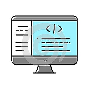 coding code geek color icon vector illustration