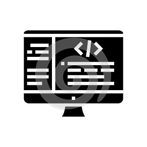 coding code geek glyph icon vector illustration