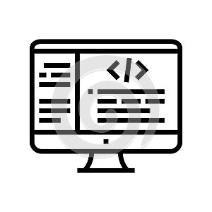 Coding code geek line icon vector illustration