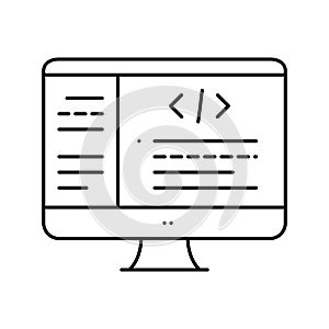 coding code geek line icon vector illustration