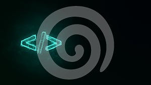 Coding code html programming language icon with plexus effect. Connected lines with dots. Illustration