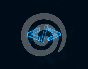 Coding code html programming language icon with plexus effect. Connected lines with dots. Illustration