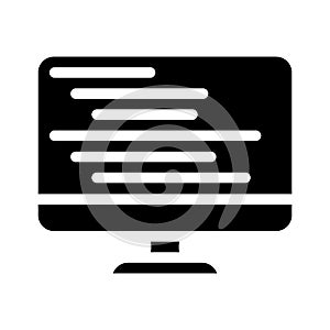 Coding on computer screen glyph icon vector illustration