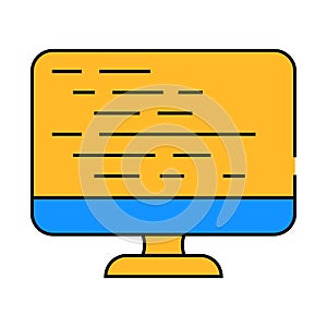 coding on computer screen icon color illustration