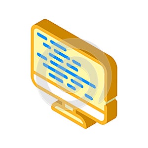 Coding on computer screen isometric icon vector illustration