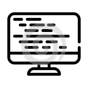 Coding on computer screen line icon vector illustration