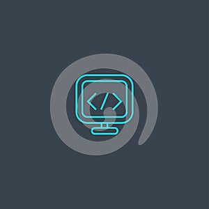 Coding concept blue line icon. Simple