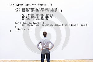 Coding concept, learning programming, programmer writing code