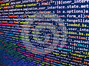Coding css on mornitor at the office - for background or montage product. Code of javascript language on white background.