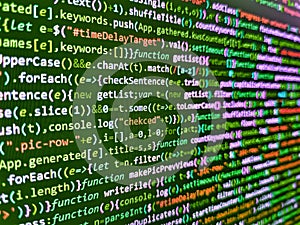 Coding cyberspace concept. Web developer programmer monitor screen display. Computer science lesson. Coding programmer abstract