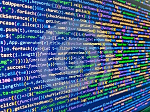 Coding cyberspace concept. Website programming code. Abstract information digital technology modern background. Computing,