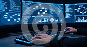 Coding and Data Analysis on Multi-Monitor Workstation