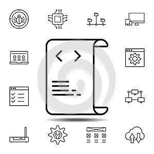 coding, design icon. Simple thin line, outline vector element of Web Design Development icons set for UI and UX, website or mobile