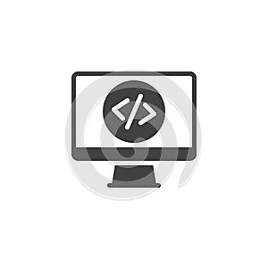 Coding desktop screen vector icon