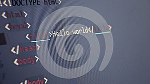 Coding display close up. Use for tech background