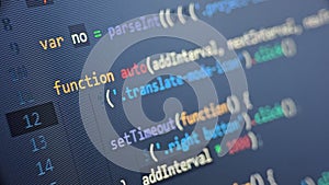 Coding display close up. Use for tech background