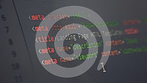 Coding display close up. Use for tech background