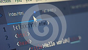 Coding display close up. Use for tech background