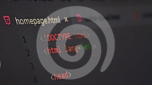 Coding display close up. Use for tech background