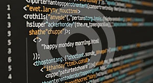Coding Display Shows Programming Language on Screen