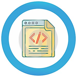 Coding File Icon with Circle Frame for Software and Web Development