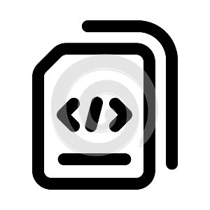 Coding File Professional Line Icon. Modern vector illustration representing code documents, software development, and digital