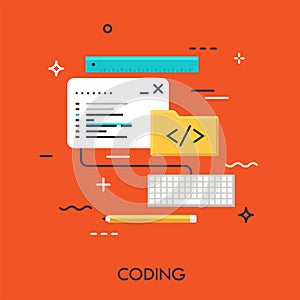 Coding Flat Vector Concept