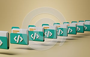 Coding Folder Icon for Software Development. 3D Render