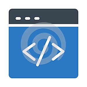 Coding glyph color vector icon